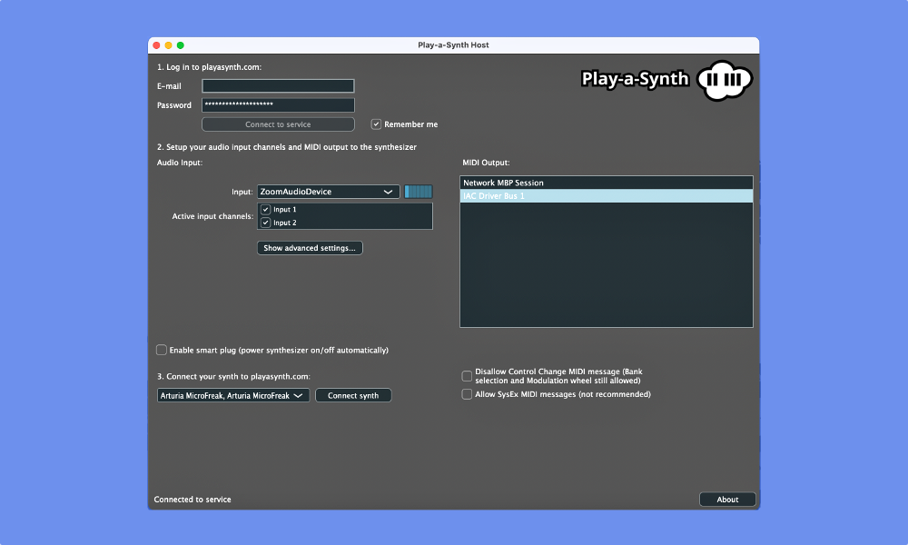 Play-a-Synth host application